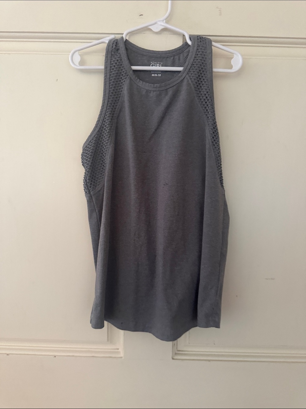 Athleta Gray Mesh-Trim Racerback Tank
